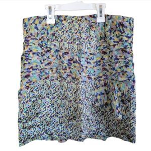 Anthropologie Wenlan Silk Pleated Abstract Print Mini Skirt Blue Purple 4